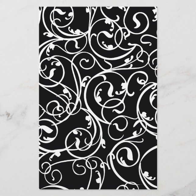 Elegant Black and White Vintage  Damask Pattern (Front)