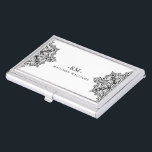 Elegant Black And White Vintage Lace Frame Business Card Holder<br><div class="desc">Elegant black and white vintage ornate lace frame and geometric pattern and swirls. Customisable text in suggested black.</div>