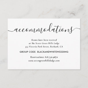 Elegant Black and White Wedding Accommodation Card