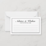 Elegant Black and White Wedding Advice and Wishes<br><div class="desc">Beautiful Elegant Black and White Wedding Advice and Wishes Card
featuring your information in black elegant font style with black rectangle border.

Click on the customise it button to personalise the design.</div>