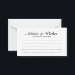 Elegant Black and White Wedding Advice and Wishes Card<br><div class="desc">Beautiful Elegant Black and White Wedding Wedding Advice and Wishes Card.

Click on the customise it button to personalise the design.</div>