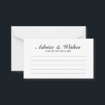 Elegant Black and White Wedding Advice and Wishes Card<br><div class="desc">Beautiful Elegant Black and White Wedding Wedding Advice and Wishes Card.

Click on the customise it button to personalise the design.</div>
