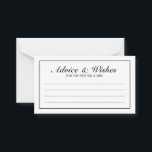 Elegant Black and White Wedding Advice and Wishes Card<br><div class="desc">Beautiful Elegant Black and White Wedding Advice and Wishes Card
featuring your information in black elegant font style with black rectangle border.

Click on the customise it button to personalise the design.</div>