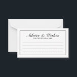 Elegant Black and White Wedding Advice and Wishes Card<br><div class="desc">Beautiful Elegant Black and White Wedding Advice and Wishes Card
featuring your information in black elegant font style with black rectangle border.

Click on the customise it button to personalise the design.</div>