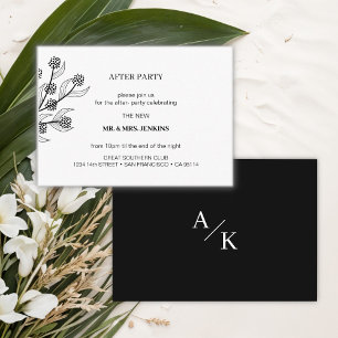 Elegant Black and White Wedding After Party Enclosure Card