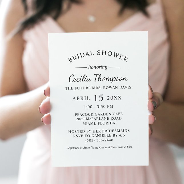 Elegant Black and White Wedding Bridal Shower Invitation (Creator Uploaded)