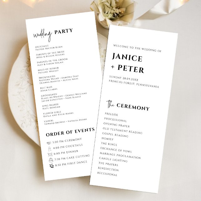 Elegant Black and White Wedding Ceremony Programme (Elegant black and white ceremony program guides guests beautifully through your wedding moments)