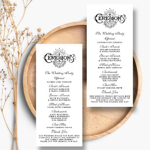 Elegant Black And White Wedding Ceremony Programs Rack Card