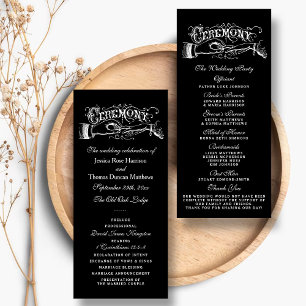 Elegant Black And White Wedding Ceremony Programs Rack Card
