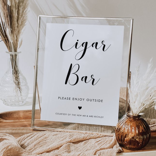 Elegant Black and White Wedding Cigar Bar sign (Creator Uploaded)