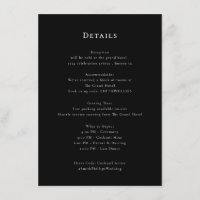 Elegant Black and White Wedding Details Card