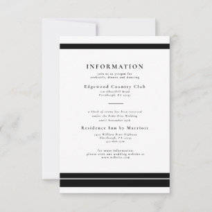 Elegant Black and White Wedding Details Card