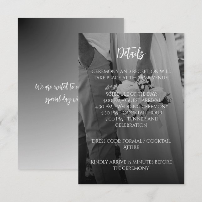 Elegant Black and White Wedding Enclosure Card  (Front/Back)