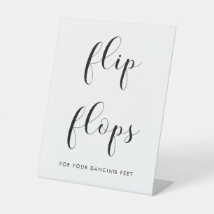 Elegant Black and White Wedding Flip flops Pedestal Sign