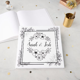 Elegant Black and White Wedding Guest Book