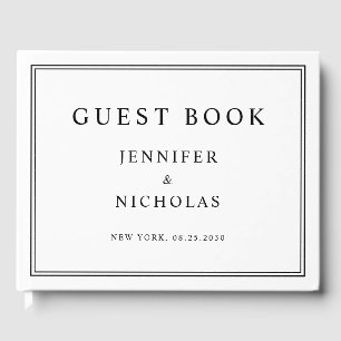 Elegant Black And White Wedding Guest Book