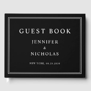 Elegant Black And White Wedding Guest Book