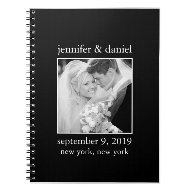 Elegant Black And White Wedding Guest Sign In Book (Front)