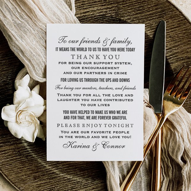 Elegant Black and White Wedding Guest Thank You Card (Creator Uploaded)