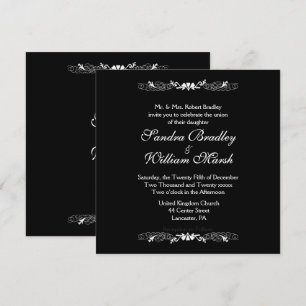 Elegant Black and White Wedding Invitation