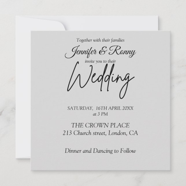 Elegant Black and White Wedding Invitation (Front)