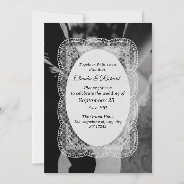 Elegant Black and White Wedding Invitation (Front)