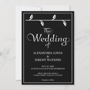Elegant black and white wedding invitation