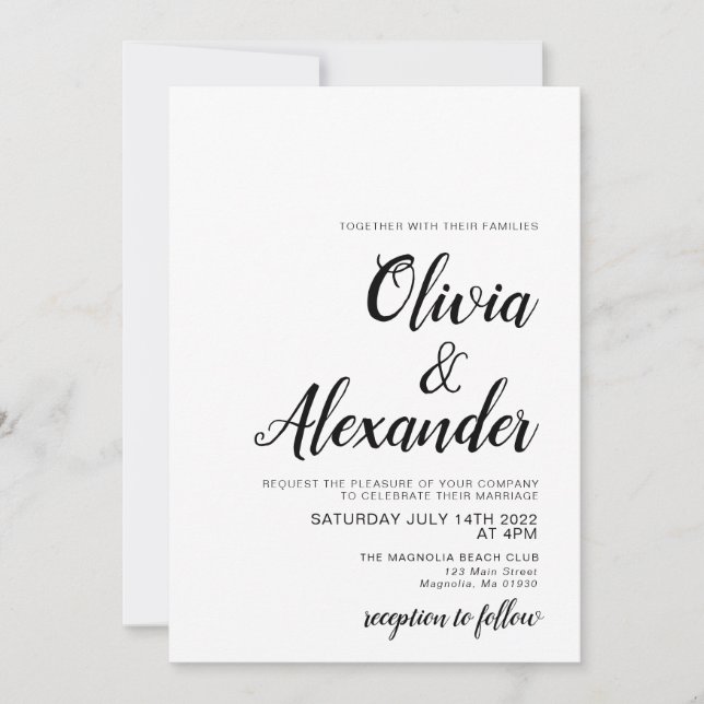 Elegant black and white Wedding Invitation (Front)