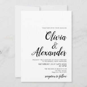 Elegant black and white Wedding Invitation