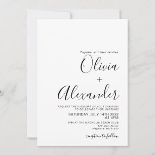 Elegant black and white Wedding Invitation