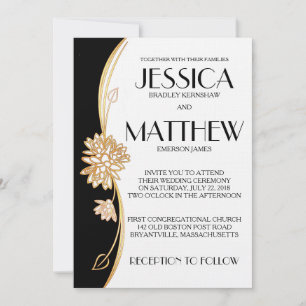 Elegant Black and White Wedding Invitation