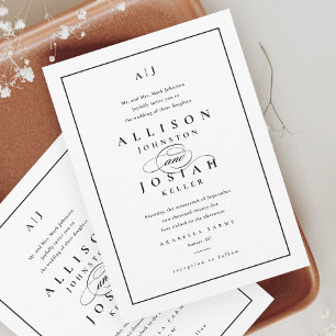 Elegant Black and White Wedding Invitation