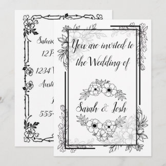 Elegant Black and White Wedding Invitation