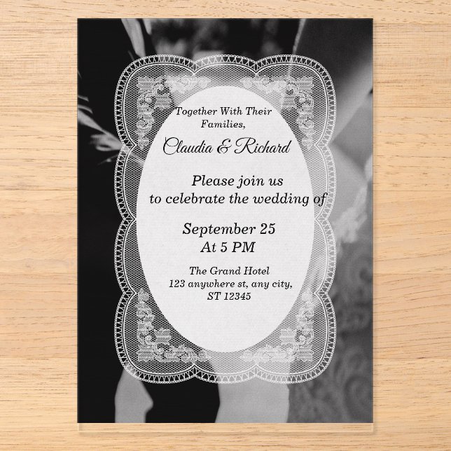 Elegant Black and White Wedding Invitation (Front)