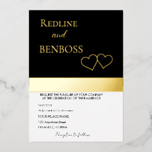 Elegant Black and white Wedding Invitation Gold