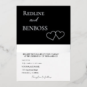 Elegant Black and white Wedding Invitation Silver