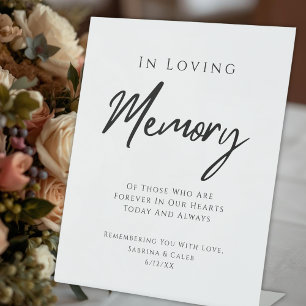 Elegant Black And White Wedding Memorial Pedestal Sign
