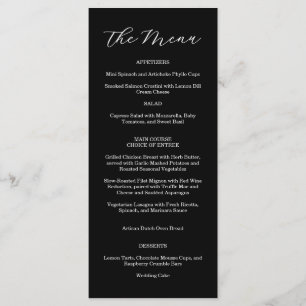 Elegant Black And White Wedding Menu 