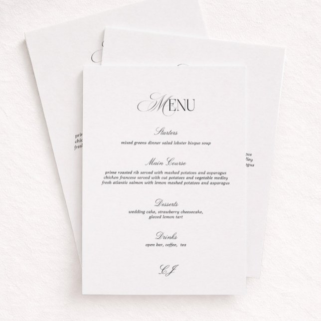 Elegant Black and White Wedding Menu Card (Creator Uploaded)
