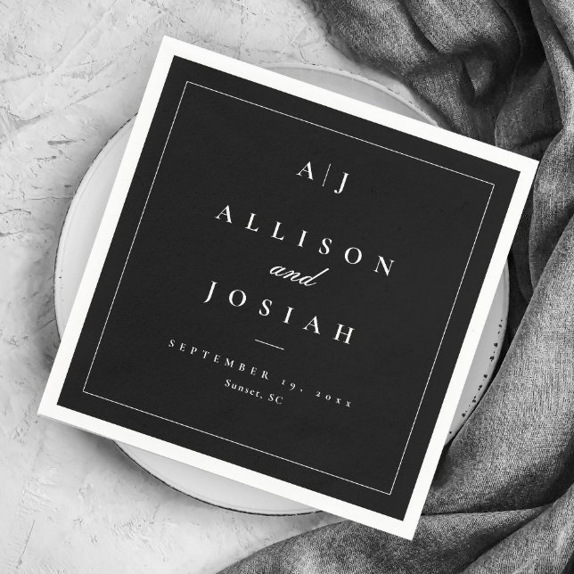 Elegant Black and White Wedding Napkin (Creator Uploaded)