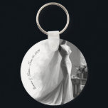 Elegant Black and White Wedding Napkins  Key Ring<br><div class="desc">Elegant Black and White Wedding Napkins Elegant and personal, this romantic wedding keychain is the perfect favour for your guests. Designed to match your wedding napkins or décor, it features a delicate sketch of a wedding gown on a mannequin, surrounded by soft florals and a single pink perfume bottle. A...</div>