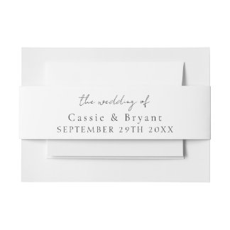 Elegant Black and White Wedding Of Invitation Belly Band