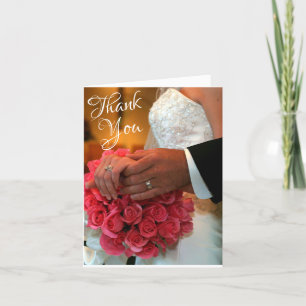 Elegant Black and White Wedding Photo  Thank You Card