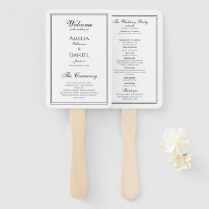 Elegant Black and White Wedding Program Hand Fan