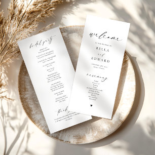 Elegant Black and White Wedding Program Menu