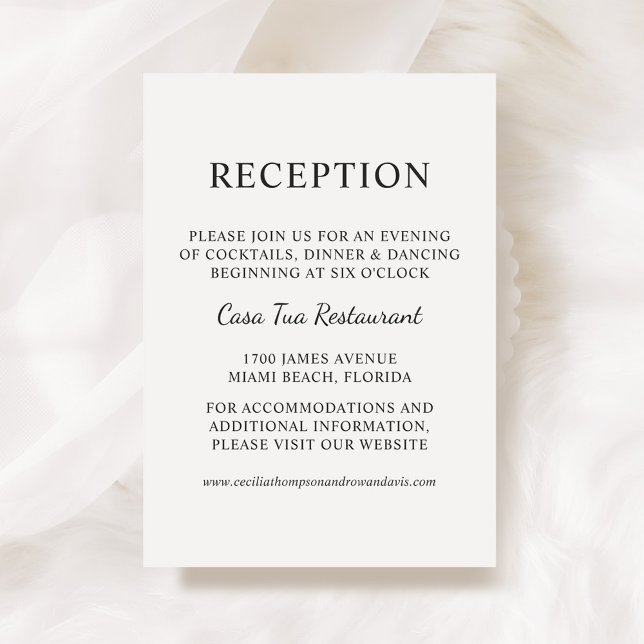 Elegant Black and White Wedding Reception Enclosure Card (Creator Uploaded)