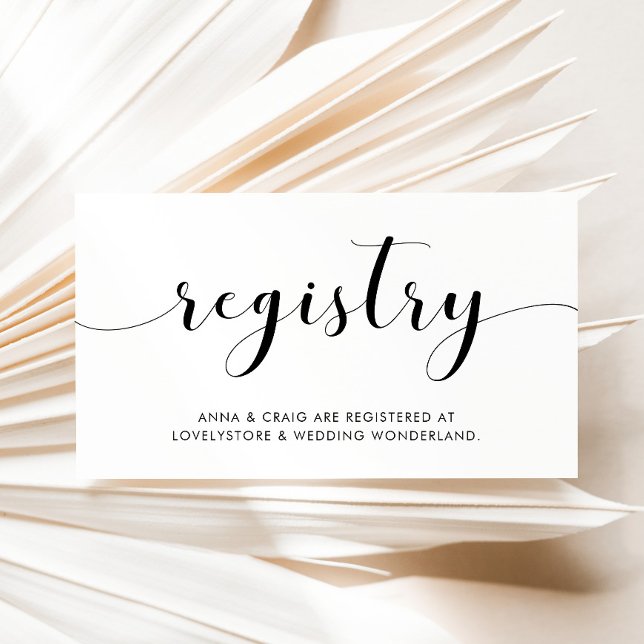 Elegant black and white wedding registry card (Creator Uploaded)