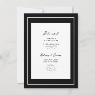 Elegant Black and White Wedding Rehearsal Invitati Invitation