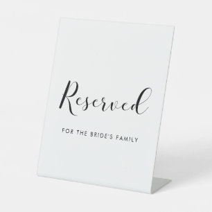 Elegant Black and White Wedding Reserved Pedestal Sign
