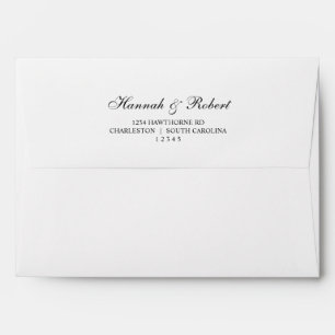Elegant Black and White Wedding Return Address Envelope